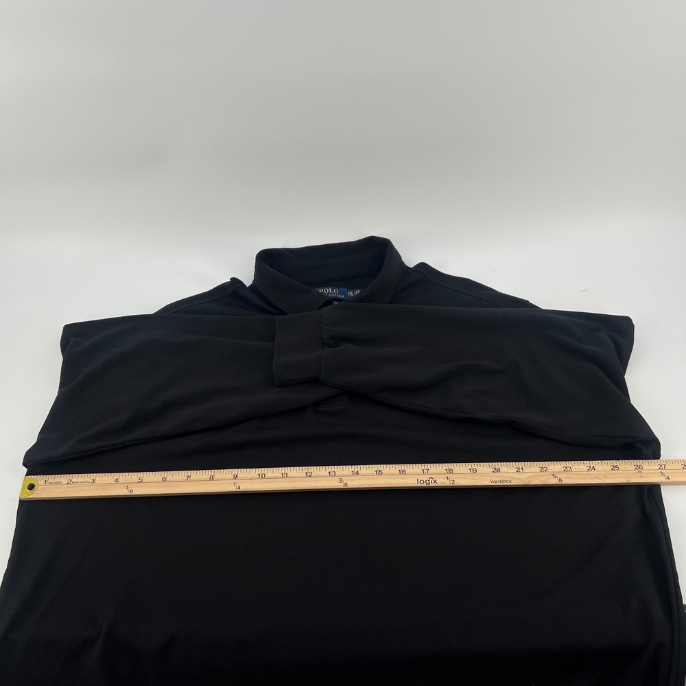 Polo Ralph Lauren Mens XXL Black Long Sleeve Polo Shirt Red Pony Classic Fit - Picture 6 of 9